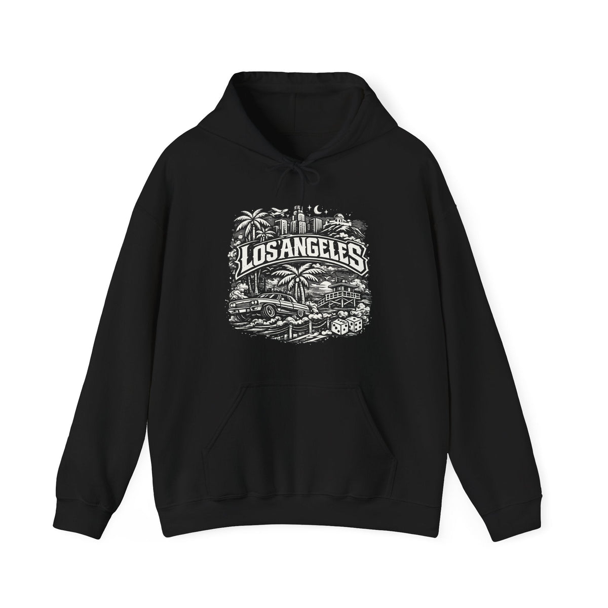 Los Angeles Vintage Skyline Hoodie Retro Palm Tree Cityscape Hoodie – MALUX
