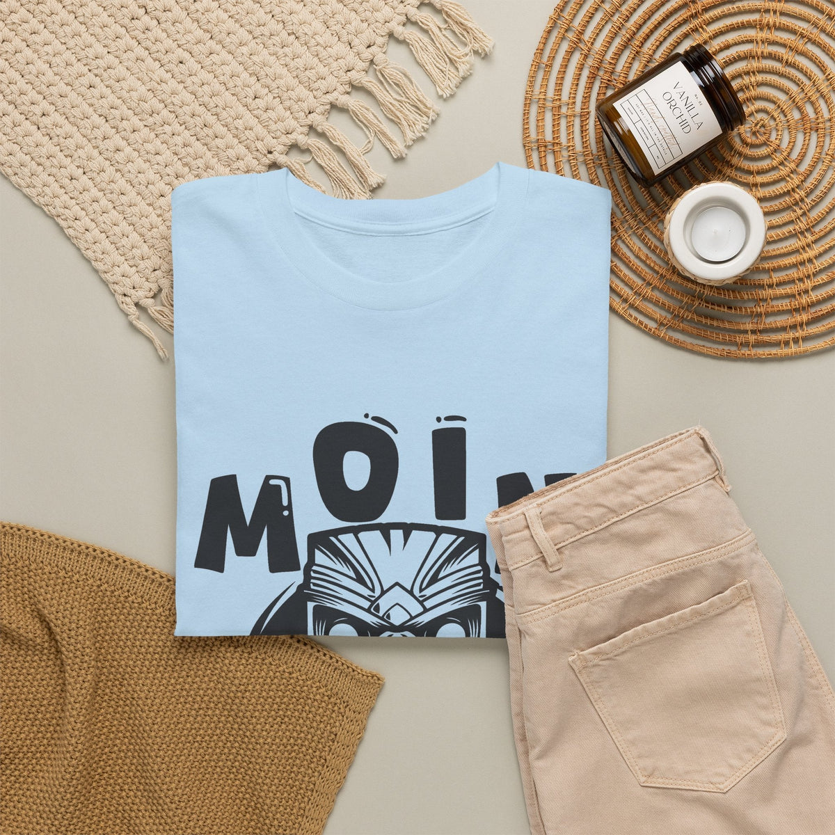 T-Shirt Moin con Maschera Tiki – Design Tropicale Streetwear