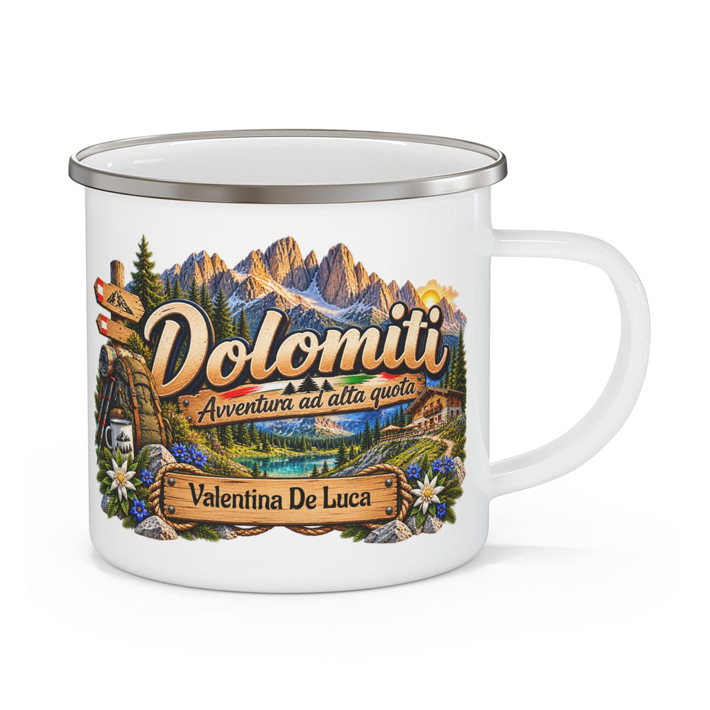 Tazza da Campeggio Dolomiti Personalizzata con Nome – Avventura ad Alta Quota