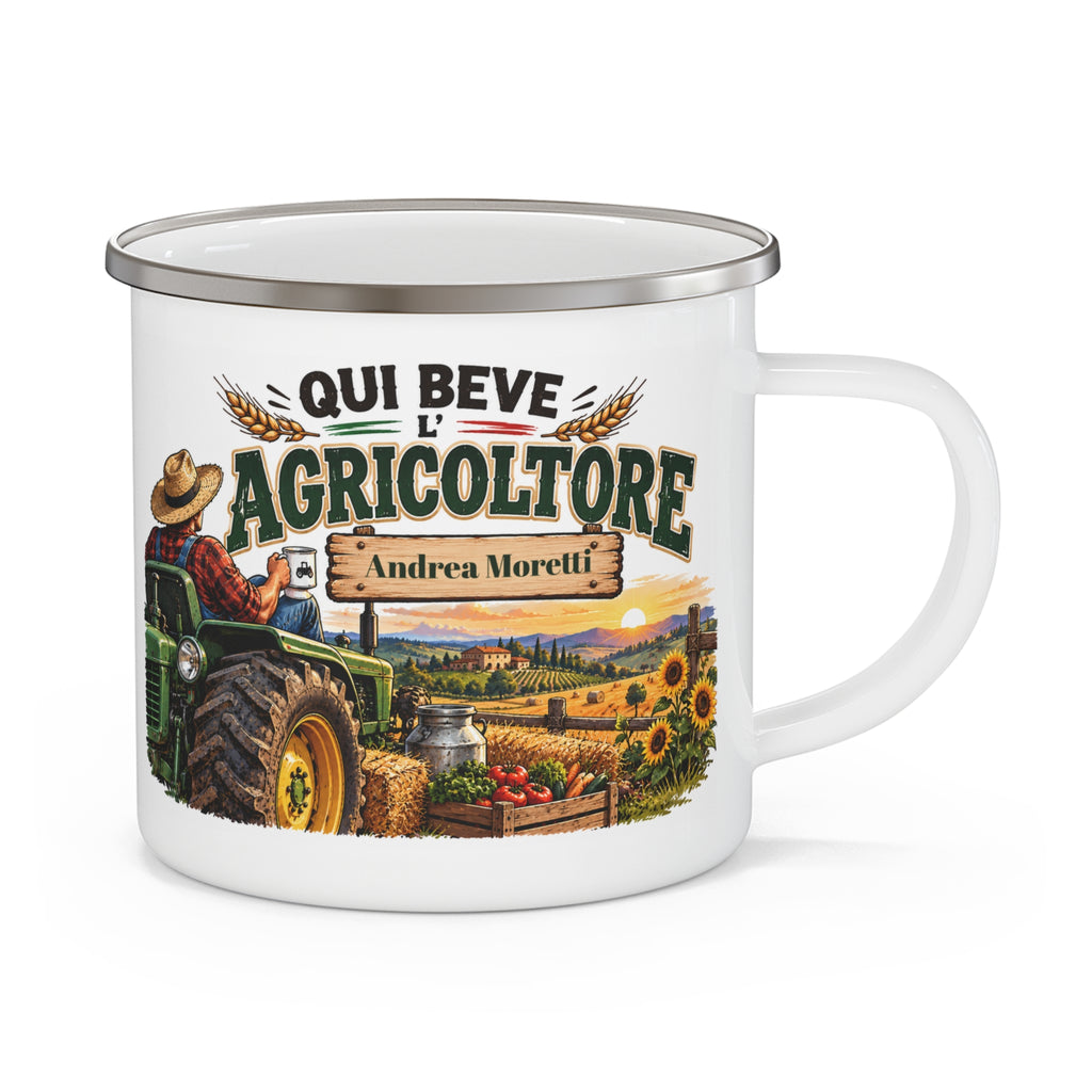 Tazza da Campeggio Personalizzata con Nome – Qui Beve l’Agricoltore