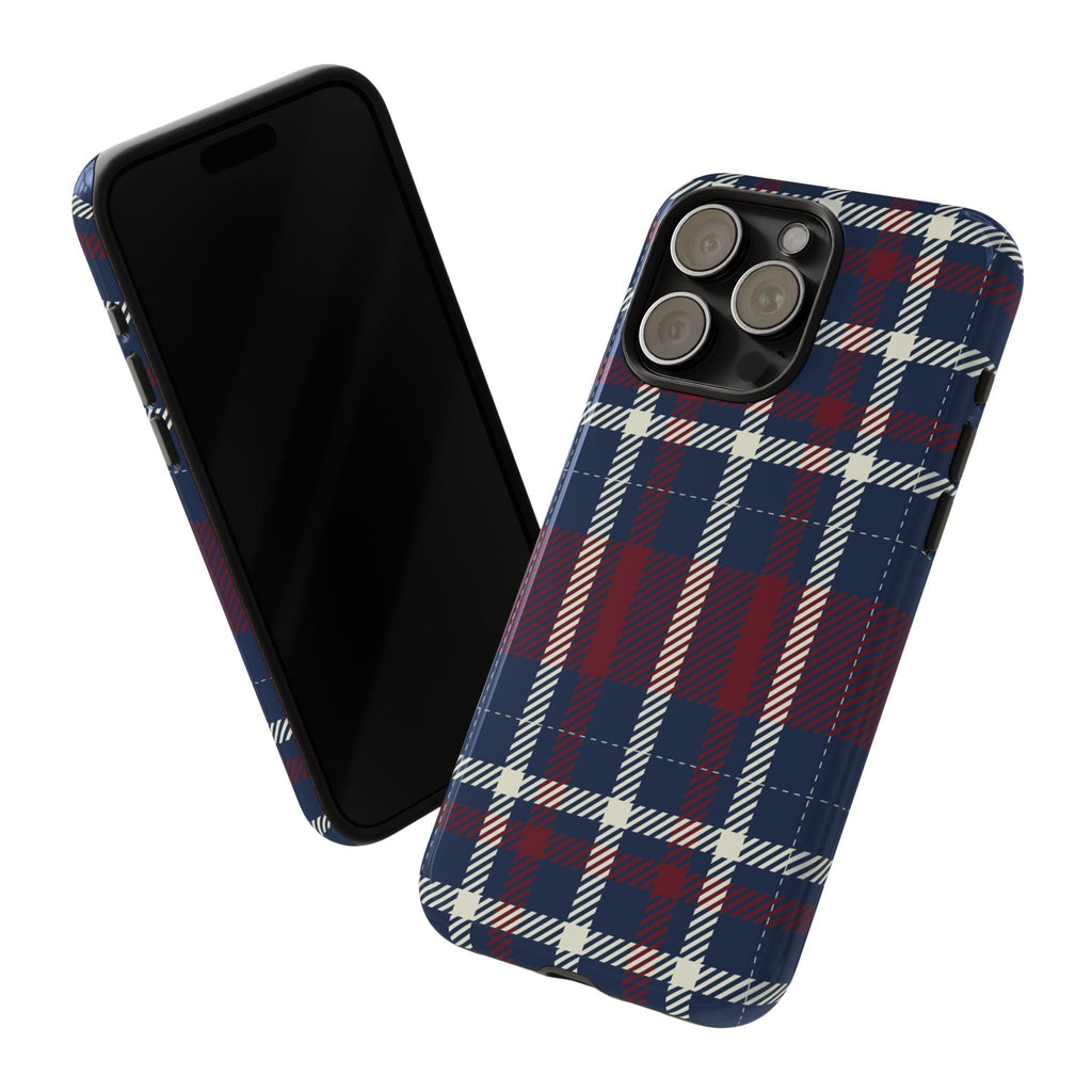 Blu navyes Karo Cover per smartphone – Cover robusta con klassischem Tartan