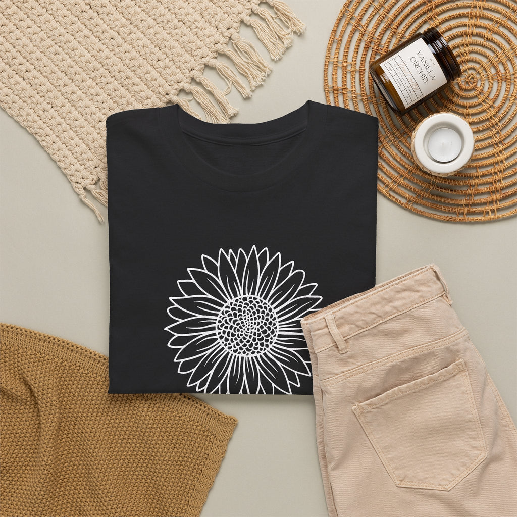 T-Shirt Girasole Minimal – Design Floreale Line Art