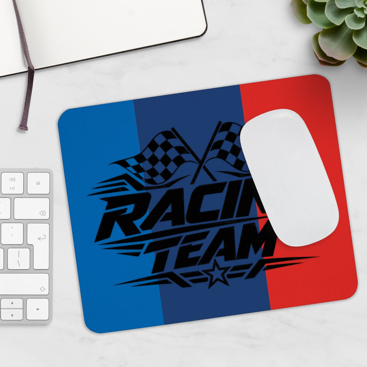Racing Team Mousepad – design motorsport blu e rosso – Mousepad von MALUX, 23,2 × 19,4 cm