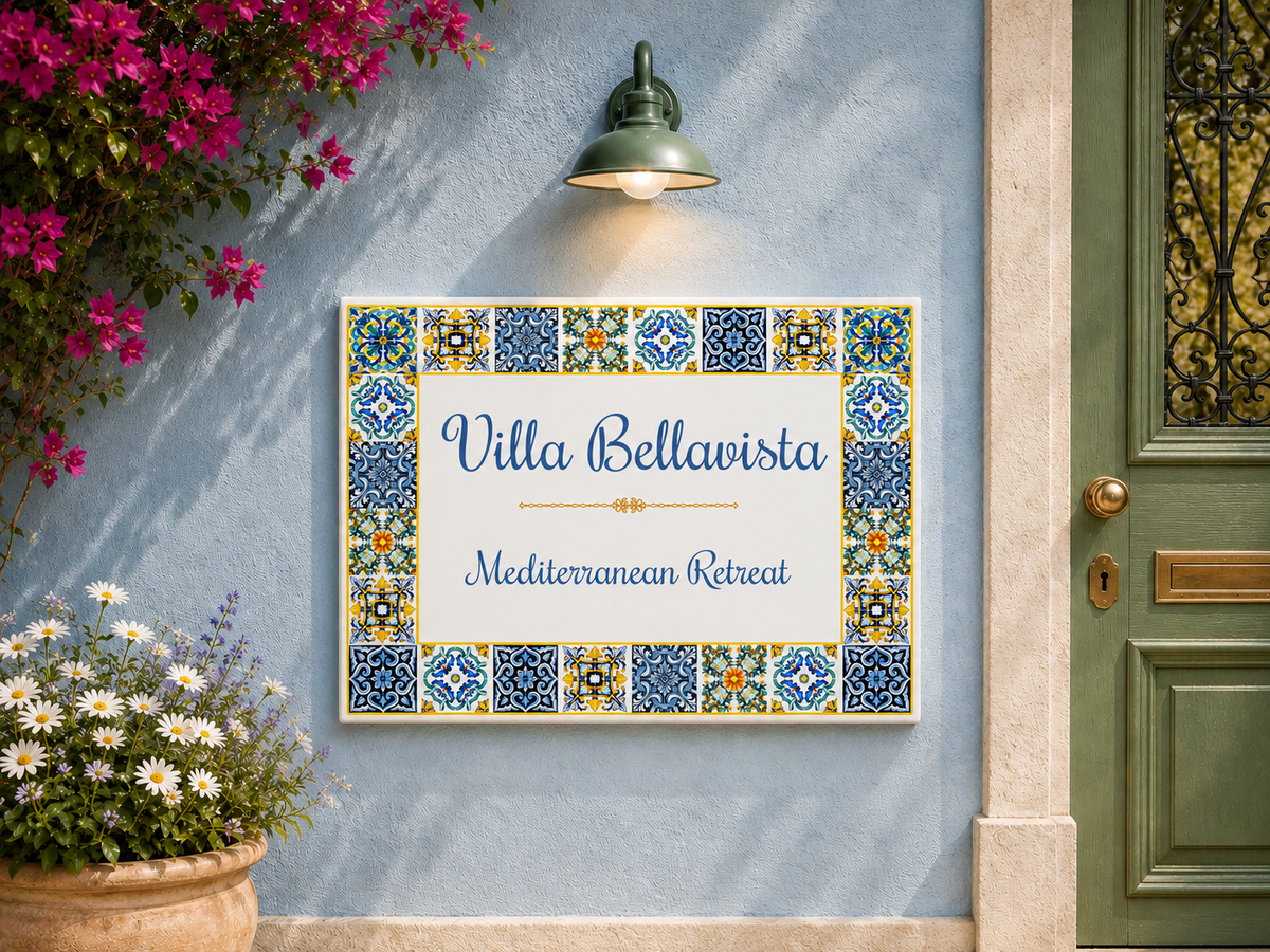 Personalizzato Keramik-Targa per casa 20×25 cm – Mediterran – MALUX