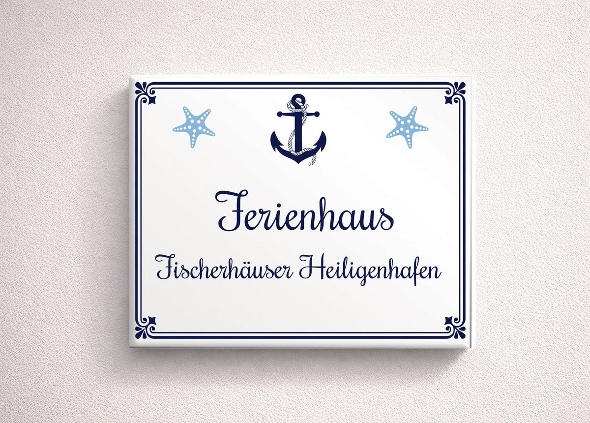 Personalizzato Targa per casa aus Keramik 20×25 cm – Maritim – S9