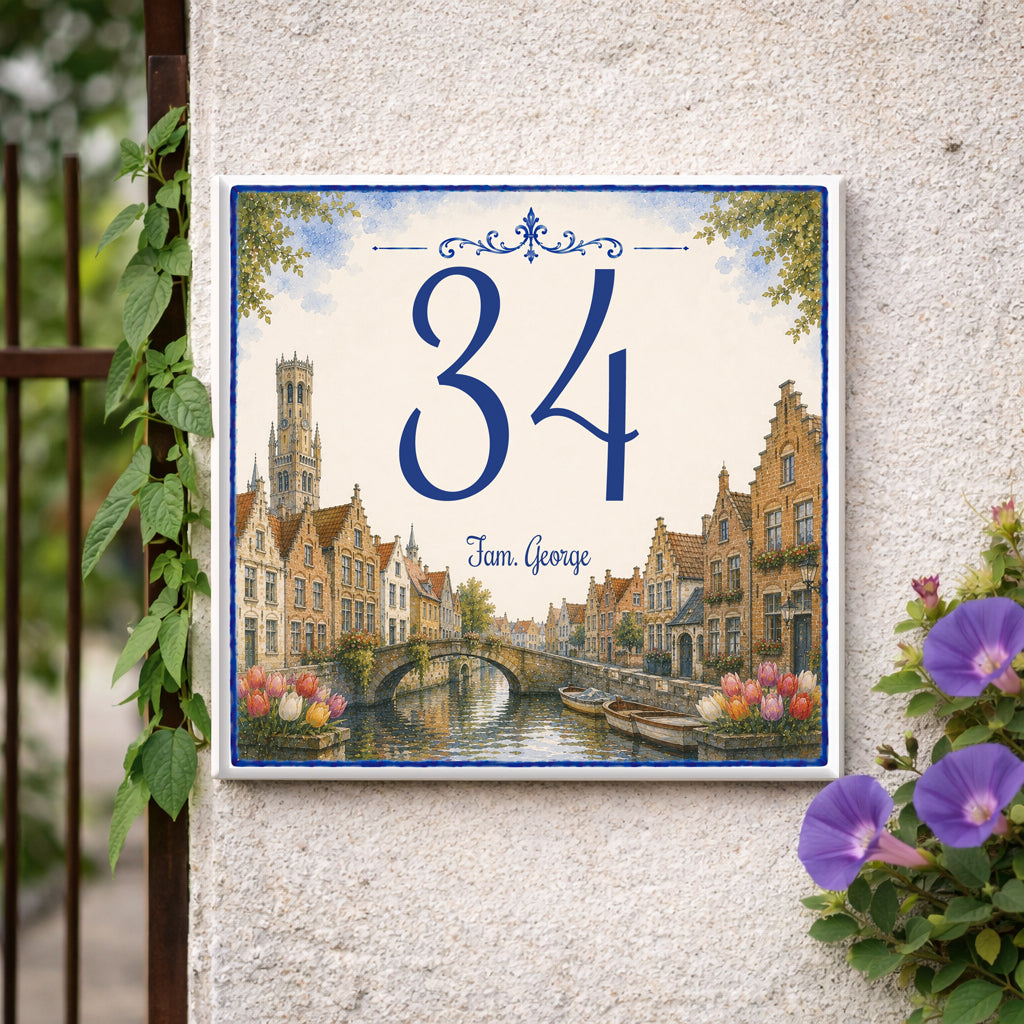 Personalizzato Targa con numero civico Brugge – Landschaftsdesign P56