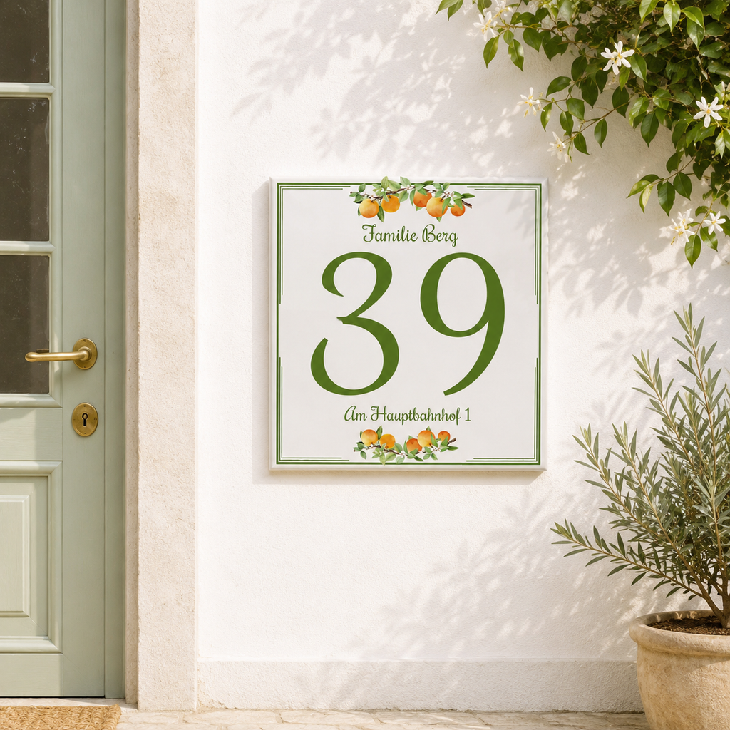 Numero civico personalizzato con Arance – Ceramica P3