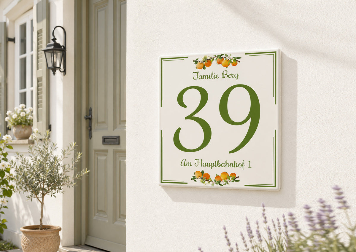Numero civico personalizzato con Arance – Ceramica P3
