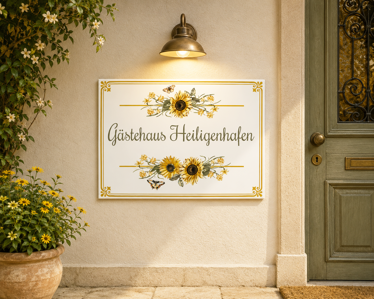 Personalizzato Keramik-Targa per casa 20×25 cm – Sonnenblumen – MALUX