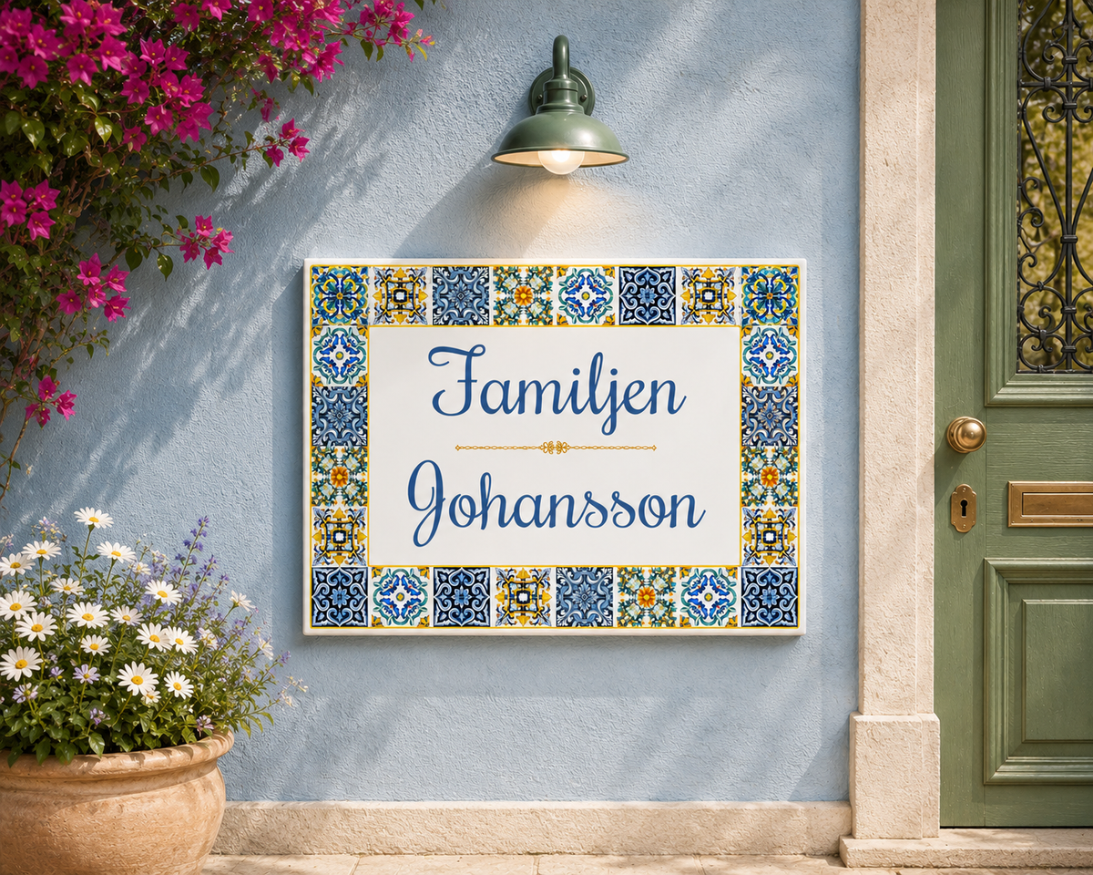 Personalizzato Targa per casa aus Keramik 20×25 cm – Mediterran – S7