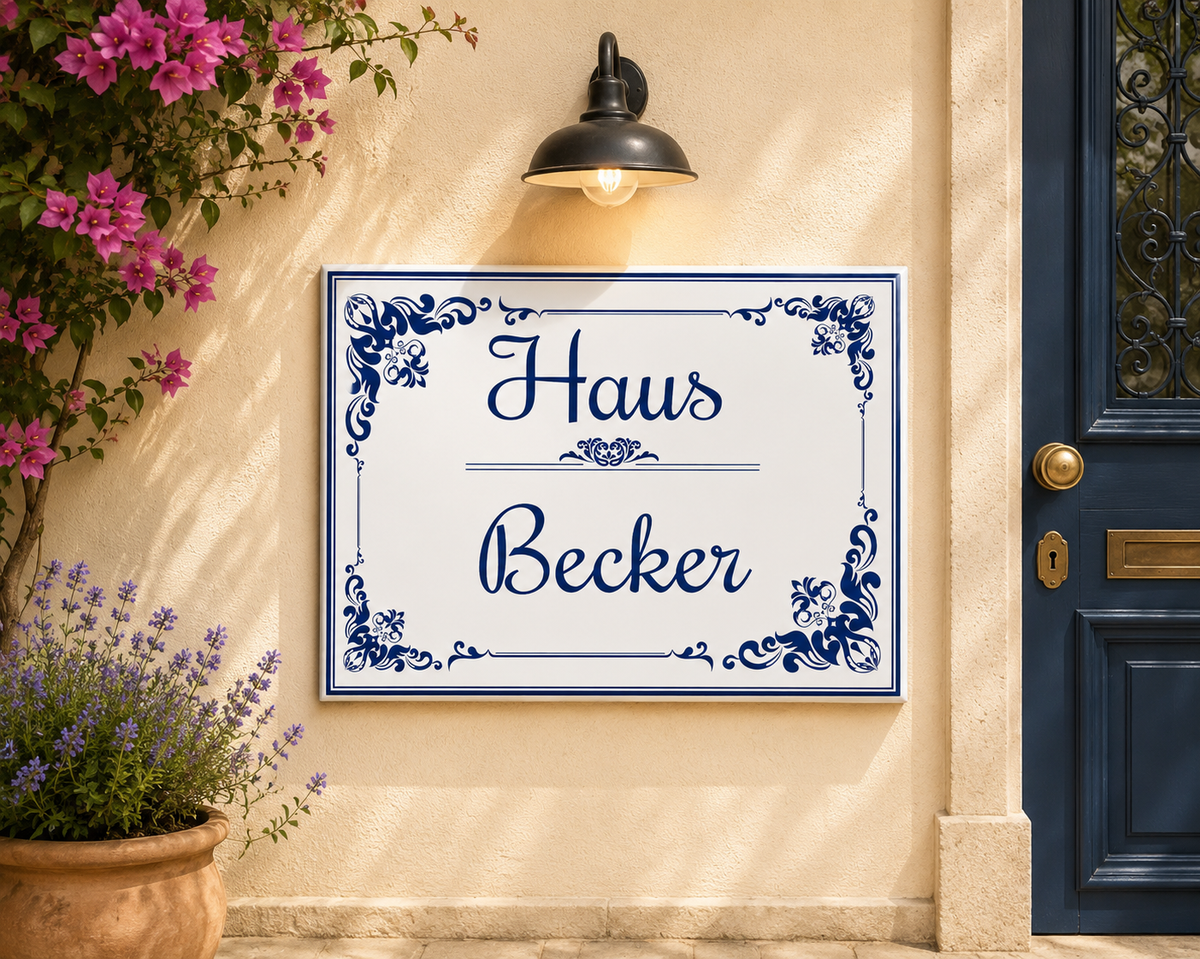 Personalizzato Targa per casa aus Keramik 20×25 cm – Klassisch – S8