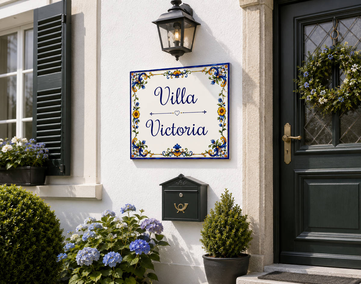 Targa Personalizzata in Ceramica per Casa e Villa – Design Classico – S22
