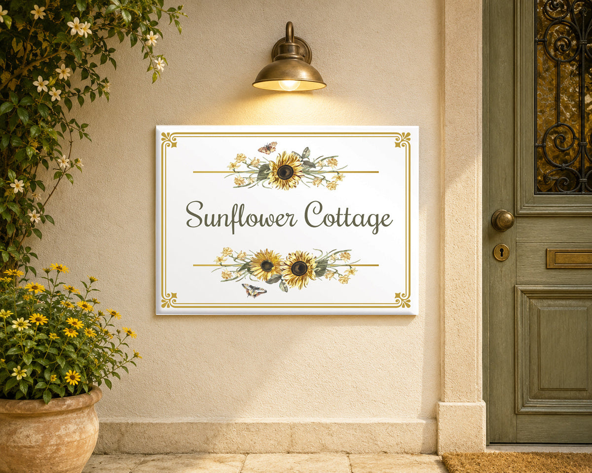 Personalizzato Targa per casa aus Keramik 20×25 cm – Sonnenblumen – S3